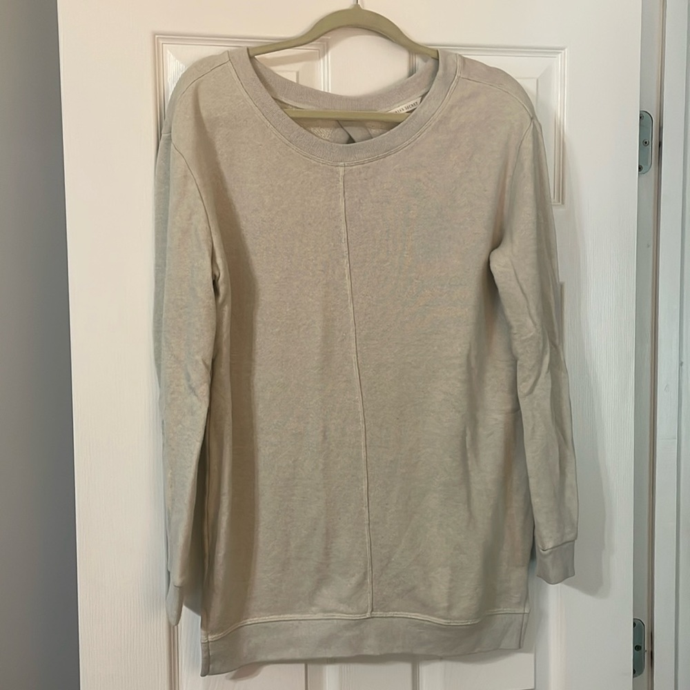 Victoria’s Secret cut out back sweatshirt, light grey/stone, size small